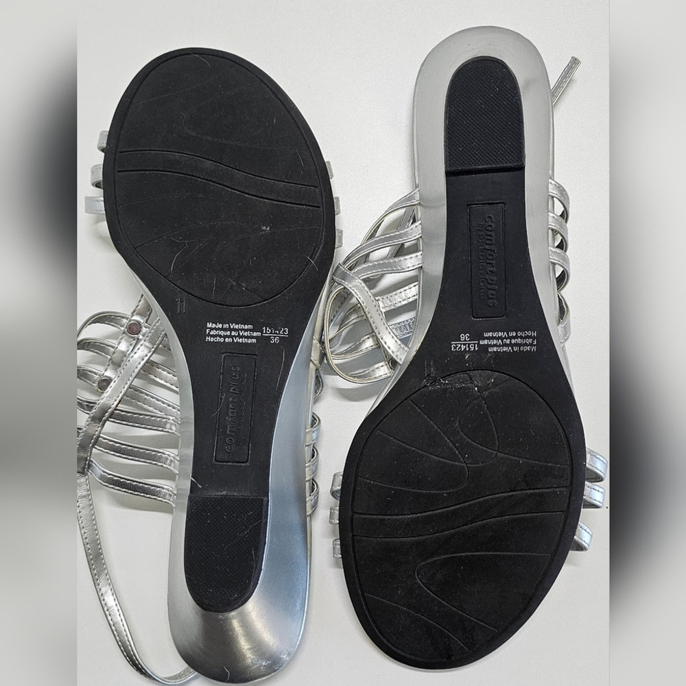 Women's Silver Strappy Sandals Sz 11 - Picture 4 of 6
